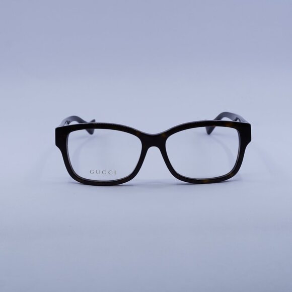 Gucci GG1259OA 002 Eyeglasses Dark Havana 55mm Rectangle Frame - Picture 3 of 11